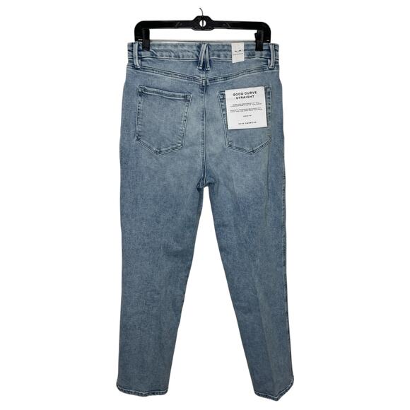 Good American Women's Jeans 14 32 Good Curve Straight Blue Light Wash High Rise - Picture 2 of 7